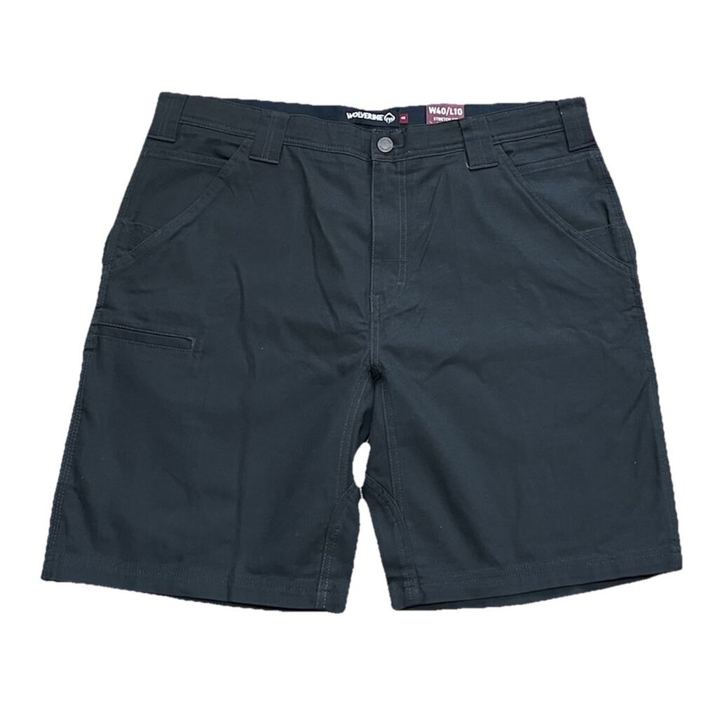 NWT Wolverine Stretch Fit Guardian Cotton Canvas Cargo Work Shorts Black 40/10
